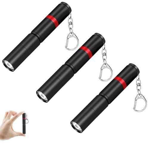 3 Pack Small Mini LED Keychain Flashlight, Single Mode AAA Battery Flashlights Portable Bulk EDC (Everyday Carry) Pen Flash Light, Key Chain Pen Flashlights for Work, Emergency, Pocket