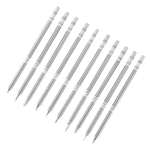 T12 Series Soldering Iron Tips, Stainless Steel Soldering Tips, Copper Solder Tips, Soldering Station Tip Welding Tool Replacement for FX-951 Rework Station (Pack of 10)