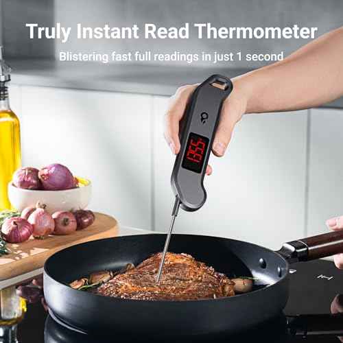 Professional Digital Meat Thermometer, 1 Sec Instant Read, ¡¾0.5¢µ Accuracy NIST&NSF Certified Food Thermometer, Auto-Rotate Bright LED Screen, 100% Waterproof Cooking Thermometer for Grill BBQ, Black