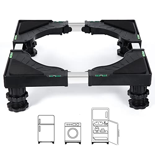 Nefish Mini Fridge Stand, Adjustable 16–24.38 in, 4-Foot Black Pedestal for Washer/Dryer