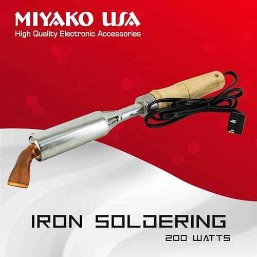200W Heavy-Duty Soldering Iron with Ceramic Heater ? Torch-Style High-Performance Welder with Wooden Handle & Replaceable Tip (74B200)