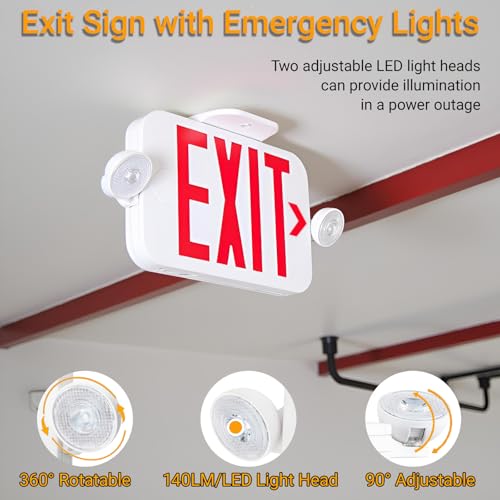 1 Pack Emergency Exit Sign with Battery Backup & LED Lights - UL Certified