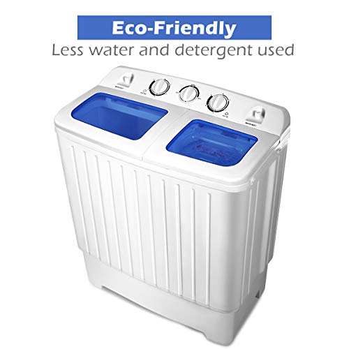 Giantex Portable Twin Tub Washing Machine 20lbs Capacity, White & Blue