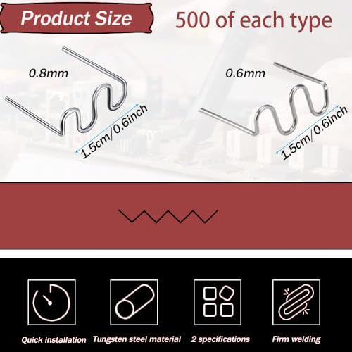 DLronwey 2 Styles Plastic Welding Staples Pack of 1000 - Auto, Decoration, Toy & Repair