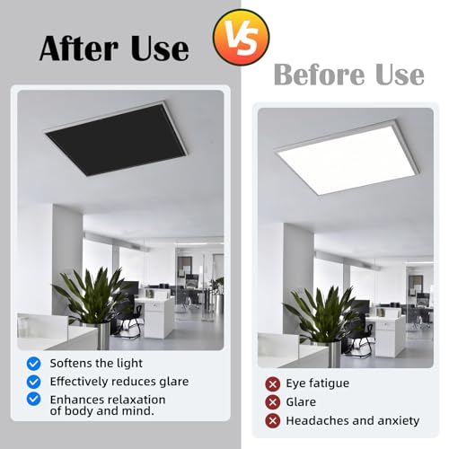 ANGSYLTH Black 4-Pack 2x2 Feet Fluorescent Ceiling Light Covers for Home & Office