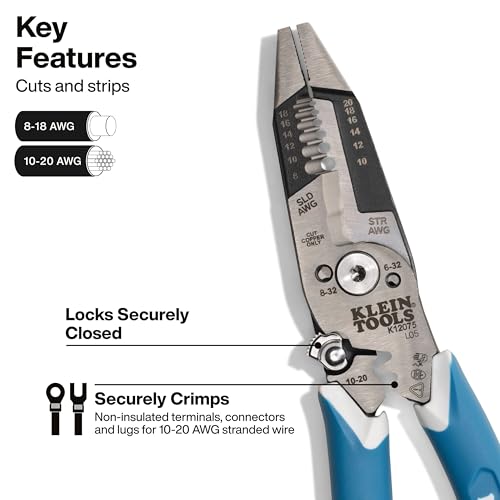 Klein Kurve Heavy-Duty Wire Stripper - Self-Opening, Slim-Forged Design, Electrical Pliers