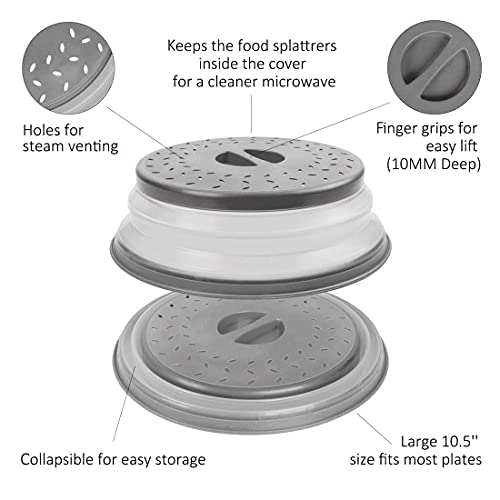 GLICPIX Grey 10.5 Inch Microwave Splatter Cover Collapsible