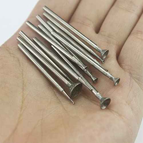 Luo ke 12 Pcs Bowl Shape Diamond Burr Set, 3/32'' Shank Stone Carving Sets Diamond Concave Burr Wire Rounder Bits Fits for Rotary Tools
