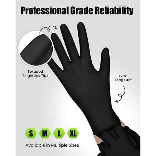 TREEGO 6 Mil Nitrile Gloves ? Medical Grade Heavy Duty Disposable Gloves, Latex & Powder Free, Chemical Resistant