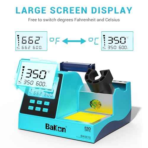 90w Soldering Station, Electronic Digital Display Soldering Iron Station Kit with 3 Presets Modes, 356¢µ¢¦896¢µ,¡ÆC/¡ÆF Conversion,Sleep Mode, 5 Extra Solder Iron Tips,Solder Sucker,Soldering Wire,Tweezers