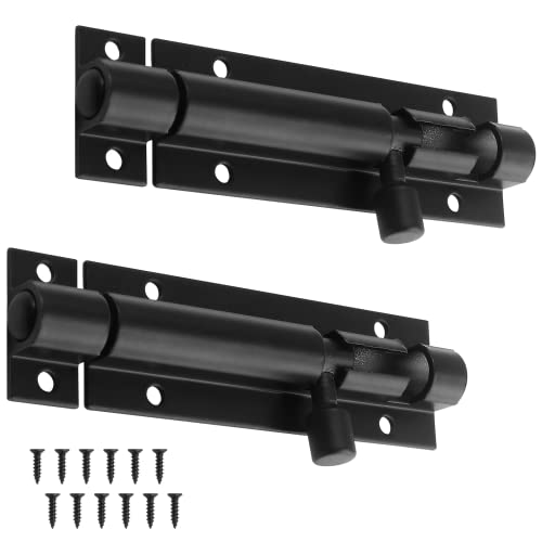 Bivethoi 3 Inch Black Barrel Bolt Latch - 2 Pack Secure Door Lock Hardware