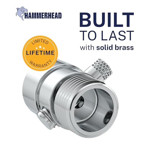 HammerHead Chrome Metal Shower Head Shut Off Valve | Water-Saving Flow Restrictor