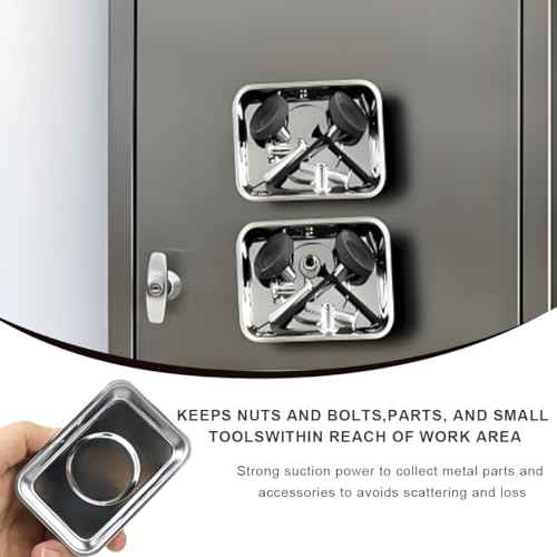 2 PCS Magnetic Tray Holders, 2.5"¡¿3.6" Stainless Steel Square Magnetic Parts Tray Set, Heavy Duty Thickened Tray Bowl for Screws Bolts Nuts Metal Parts, Magnetic Tray for Mechanic's