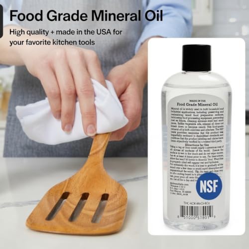 Thirteen Chefs Mineral Oil 8 oz Food Grade Conditioner for Cutting Boards & Kitchen Surfaces