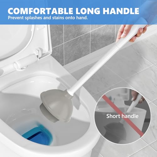 LOVLOY White Toilet Plunger with Holder - Heavy Duty Bathroom Drain Cleaning Tool