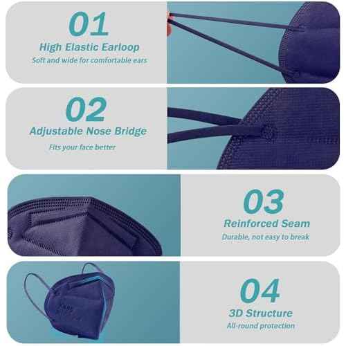 TIZZYT KN95 Face Mask | 50 Pack Disposable Face Mask | 5-Layers Comfortable Masks | KN95 Masks for Adults,Morandi Color