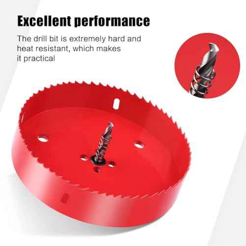 4.5 inch Hole Saw with Arbor for Metal Wood Plastic, 4-1/2(114mm) in Bimetal Hole Cutter for Different Project with Smooth and Flat Drilling Edge, Fast Chip Removal