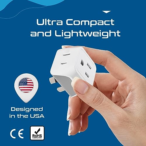 Ceptics Australia Plug Adapter 2-in-1 Type I Dual US Input White Gray 3 Pack