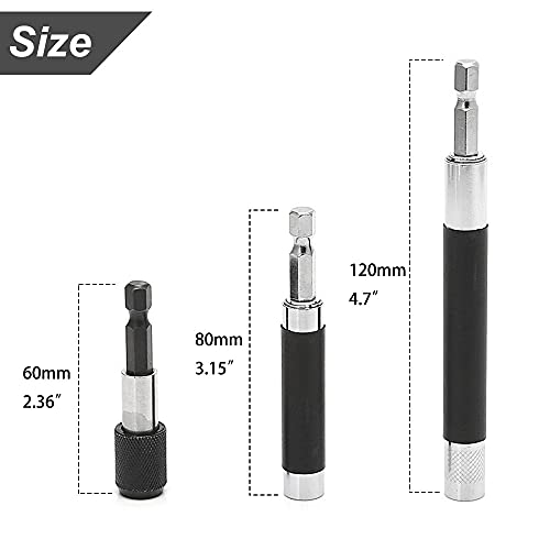 Magnetic Screw Drive Guide Drill Bit Tip Holder Screwdriver Bit Holder Drill Bit Extension Bar Drill Screw Adapter with 1/4 Inch Hex Shank, Set of 3