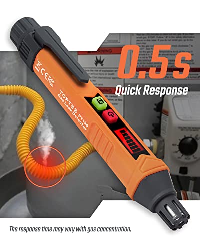 TOPTES PT199 Natural Gas Leak Detector - Portable Combustible Gas Sniffer, Orange Variation