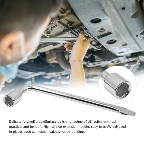 YXQ Car Spare Tire Lug Wrench for Jack 19mm/0.75" L Type Hexagon Slotted End Socket Repair Tool
