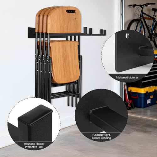 2 Pack Folding Chair Storage Rack,Folding Chair Rack,garage organizer wall mount,tool hangers for garage wall,Holds 240 lbs