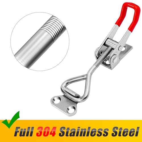 2 Pack Toggle Latch Clamp 4001 Adjustable 304 Stainless Steel Toggle Hasp Latches for Smoker Lid Jig Freezer Door Cooler Box Case Trunk Draw Chest, Quick Release 330Lbs Holding Capacity