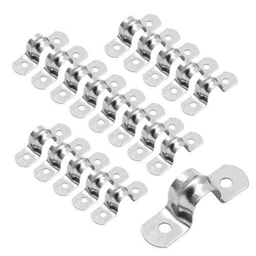 30Pcs M12 Rigid Pipe Strap, 1/2" Stainless Steel 2 Holes Cable U Bracket Pipe Clamp for Fixing Pipe or Cable, 0.47" Width