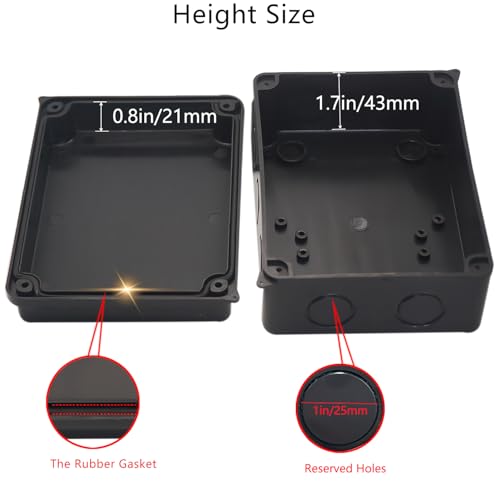 LuSumtly 5.9 x 4.3 x 2.8 Inch Waterproof Electrical Junction Box IP65 Black