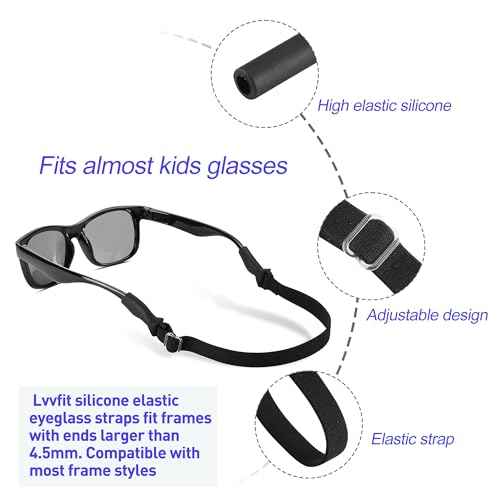lvvfit Kids Glasses Straps(6.5-10inch)-Adjustable Glasses Strap Sports Sunglasses Eyeglasses Holder Straps for Toddler and Kids-Eyewear Retainers for boys and girls age 3-12 years (4pcs Blue)