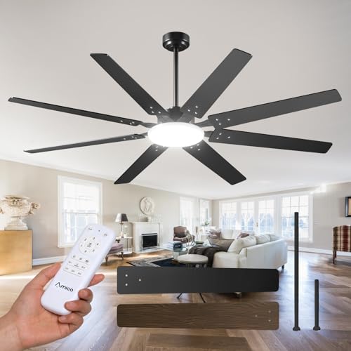 Amico 72-Inch Black Ceiling Fan with Lights and Remote Control