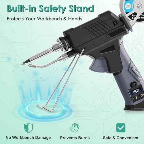 Soldering Iron gun Kit,60W Auto Feed Soldering Kit with Adjustable Temperature LCD Display,Wire,Tip Cleaner,5 Tips,Pump,Tweezers for Electronic PCB Repair,DIY