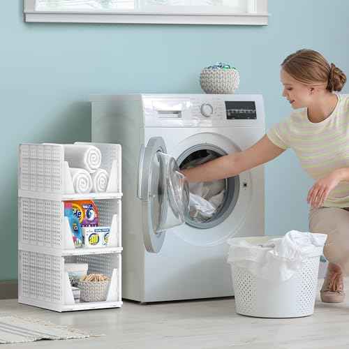 Sorbus Shelf Organizer - Closet Shelf Organizer for Clothes, Closet, Bathroom, Kitchen, Garage - Plastic Stackable Shelf Organizer Baskets - Open Front Design Under Shelf Organizer