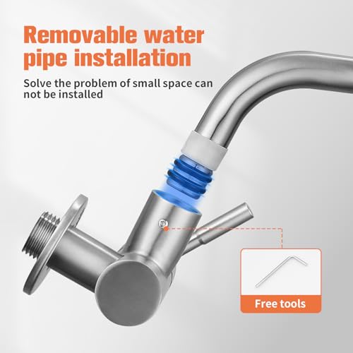 Totalize Brushed Nickel Wall Mount Cold Faucet for Kitchen & Utility Sinks