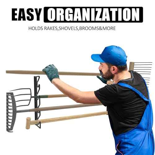 UNITEDPOWER Garden Tool Storage Rack£¬Wall Mounted Garage Organizer£¬Tool Utility Holder for Garden Equipment Shovel Rakes Brooms