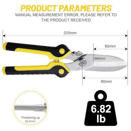 Heavy Duty Scissors Industrial, Tin Snips Heavy Duty,8 Inch Metal Shears,Multi-Purpose Cutter with Comfort Grips,Metal Snips of Cable Wires,Thin Iron,Cardboard