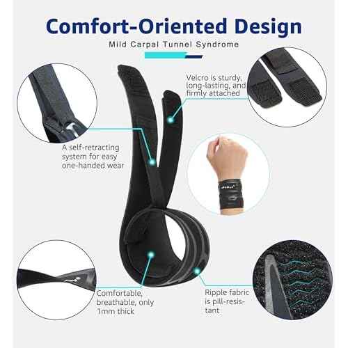 HiRui Wrist Brace Wrist Wrap for TFCC Tears, Ultra-thin Compression Wrist Strap Wrist Support for Workout Basketball Tennis Weightlifting Tendonitis Carpal Tunnel Syndrome-Adjustable (Black, 1 Pack)