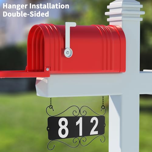 Black Metal Address Plaque with House Number - Waterproof Outdoor Home Sign