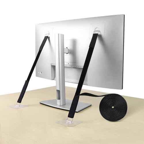 4 Pack Cut to Length TV Safety Straps for Flat Screen, No-Drill TV Anchors for Baby Proofing, Anti-Tip Adjustable Earthquake Straps for Furniture, 16ft Hook and Loop Straps and 8 Adhesive pads