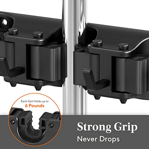 Lifewit Wall-Mounted Broom and Mop Holder Organizer - Black, 1 Pack