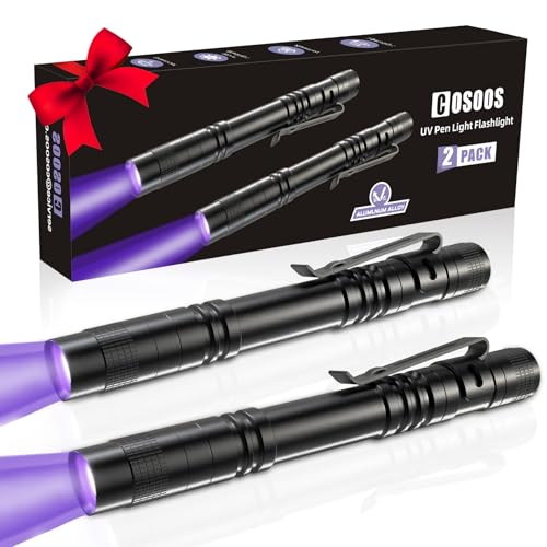Black UV Flashlight 2 Pack - 395nm Mini Pen Light with Clip Waterproof for Pet Urine, Stains, Leak Detection