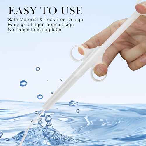 [2Pack+Storage Bag] Lube Applicator Syringe with 10ml Precise Scales, 6.5" Anal Lube Shooter with Air-Proof Silicone Cap Reusable Lubricant Tube Applicator for Women, Men & Couples, Red