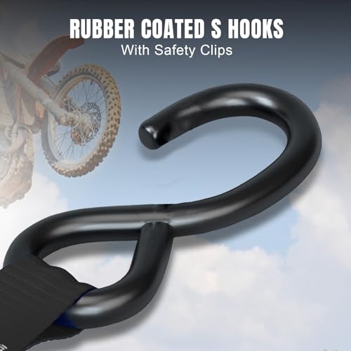 Black 4-Piece Heavy Duty Ratchet Tie Down Straps Set - 1500 lbs Capacity, 1" x 15', Soft Loops & Coated Hooks