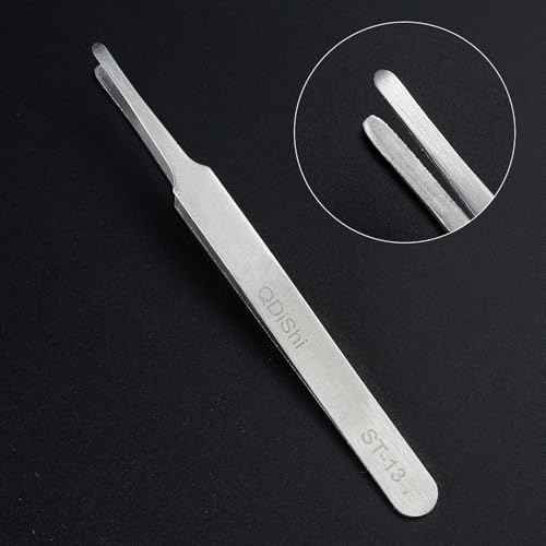 QDiShi Precision Tweezers Set,Upgraded Stainless Steel of Tweezers - Extra Fine,Angled,Blunt Tips for Electronics,Hobby, Industrial,Laboratory Work,Jewelry-Making,Model,Craft£¨3Pcs£©
