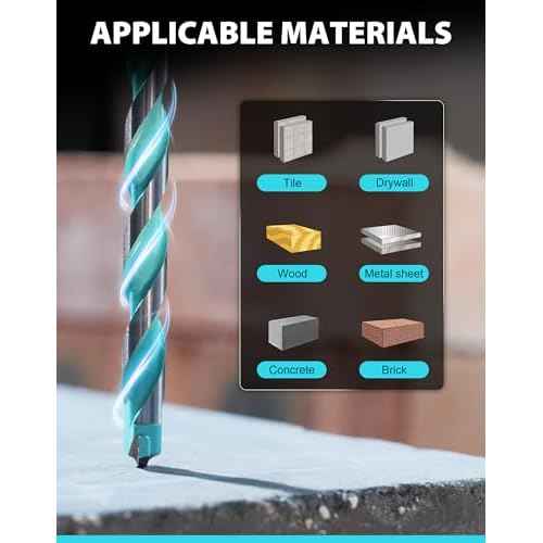 EZARC Masonry Drill Bit Set, Concrete Drill Bit Set with Hex Shank for Brick/Cement/Tile/Block/Plastic/Glass/Wood/Metal, Carbide Drill Bit Tip 5/32"-3/8", 5PCS