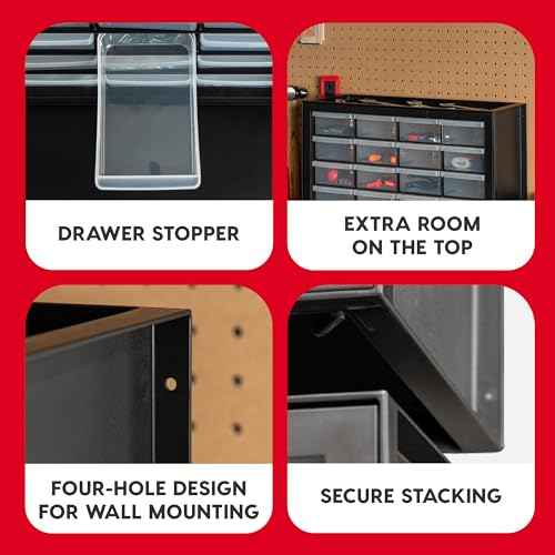 IRIS USA Plastic Storage Drawers, 24-Drawer, Stackable Small Parts Organizer Cabinet for Hardware Screw Nuts and Bolts Sticker Bead Balloon Building Bricks, Teacher Toolbox Garage Storage Bins, Black