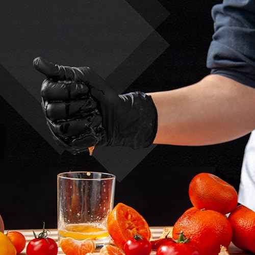 MAMISON Black Nitrile Disposable Gloves, Powder-Free, Latex-Free, 4 Mil, 100 Count, Food Safe, BBQ, Kitchen, Cooking