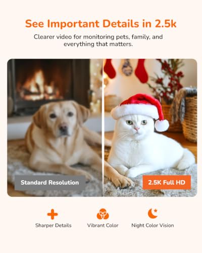 SensForge Wired 2.5K Indoor Pan-Tilt Security Camera with 64GB SD Card, 360° Coverage, AI Human & Pet Detection, Two-Way Audio, No Subscription, White
