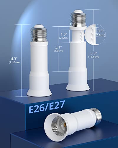 JACKYLED E26 Light Socket Extender 4-Level Extendable Bulb Adapter - Variation 2