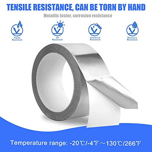 Romeda 2 Inch x 65 Ft Aluminum Foil Tape - Heavy Duty High Temp HVAC Sealing
